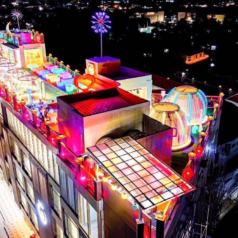 Colorful rooftop seen from above