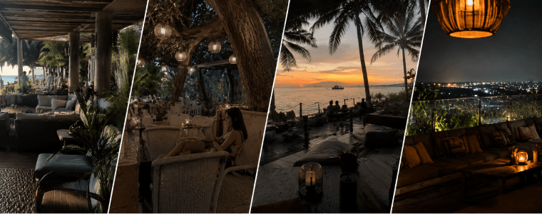 collage with 4 images of different lounges